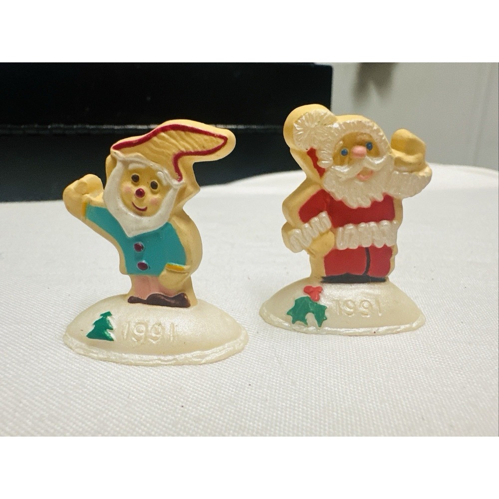 Hallmark Merry Miniatures Santa And Elf Figurine Holiday Collectible Mint